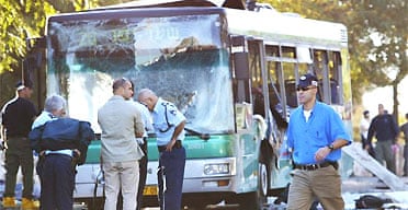 Bombed bus in Jerusalem