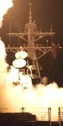 A US battleship fires TOmahawk missiles