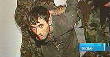 A TV image of a man described on Channel One as one of the hostage-takers in Beslan