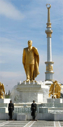A statue of the Turkmen president, Saparmurat Niyazov, at the country's independence memorial in Ashgabat, Turkmenistan