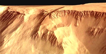 A picture from Mars Express showing Olympus Mons, the biggest volcano in the solar system. Photograph: ESA/DLR/FU Berlin (G Neukum)