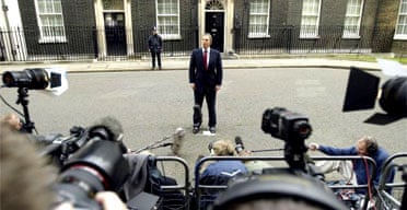 Tony Blair announces the May 5 election to the press in Downing Street 
