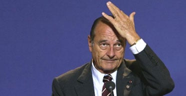 The French president, Jacques Chirac, gives a press conference at a European summit in Brussels in 2004. Photograph: Patrick Kovarik/AFP/Getty Images