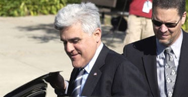 US comedian Jay Leno leaves the Santa Barbara county courthouse after testifying at Michael Jackson's child molestation trial. Photograph: Amanda Edwards/Getty Images