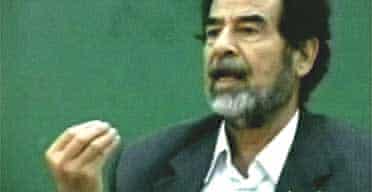 Video of Saddam Hussein under interrogation by the Iraqi special tribunal