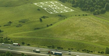 The giant Sudoku grid that appeared overnight in a field at Hinton Farm, near Bristol. Photograph: Tim Anderson/PA