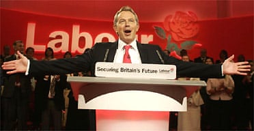 Tony Blair delivers his speech at the Labour party conference in Brighton