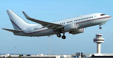 CIA rendition: A Boeing 737 BBJ with registrations N313P and N4476S, which may have carried terror suspects, has been seen at UK airports and is seen here at Palma, Majorca. Photograph: Toni Marimon/Airliners.net