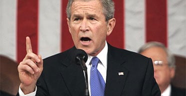 George Bush delivers his fifth State of the Union address