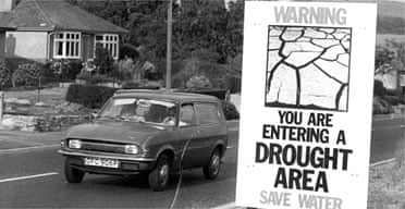 A public information notice warning about the drought in the Bridport area of Dorset in 1976. Photograph: Frank Barratt/Keystone/Getty 