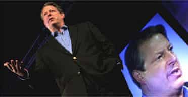Al Gore delivers his speech at the Guardian's Hay Festival in Wales. Photograph: Chris Jackson/Getty Images
