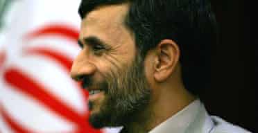 The Iranian president, Mahmoud Ahmadinejad, at a press conference in Shanghai. Photograph: Elizabeth Dalziel/AP