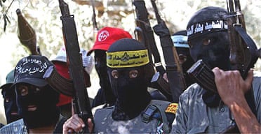 Palestinian militants demonstrate in the Gaza Strip