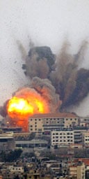 An Israeli air strike on Beirut. Photograph: AP