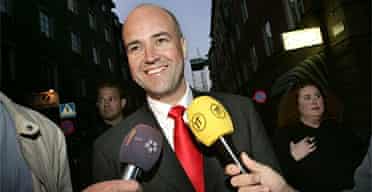 The leader of Swedens Moderate party, Fredrik Reinfeldt. Photograph: Henrik Montgomery/AFP