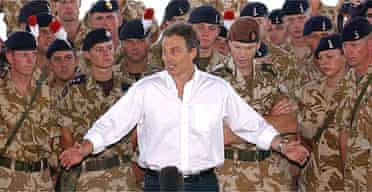 Tony Blair addresses troops in Basra in May 2003