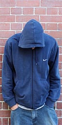 Teenager wearing a hoodie