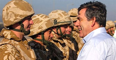 Gordon Brown talks to British troops in Basra