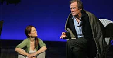 Julianne Moore as former war correspondent Nadia and Bill Nighy as liberal doctor Oliver in The Vertical Hour by David Hare, below, at New York's Music Box theatre