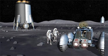 A computer illustration released by Nasa depicts possible activities during future space exploration missions
