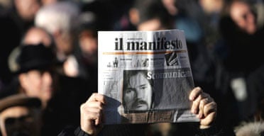 The front page of a mourner's newspaper reads 'excommunicated' following the death in December of Piergiorgio Welby