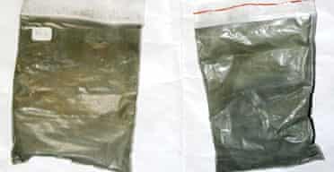 Two bags which the Georgian interior ministry says contains about 100 grams (4oz) of enriched uranium