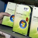 Shelves are stocked in a computer shop in Fairfax, Virginia before the official release of Windows Vista