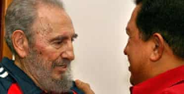 The first images of Fidel Castro in three months show him meeting Venezuela's president, Hugo Chávez, in Havana