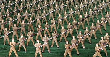 North Korean soldiers at the Arirang festival at the May Day stadium in Pyongyang