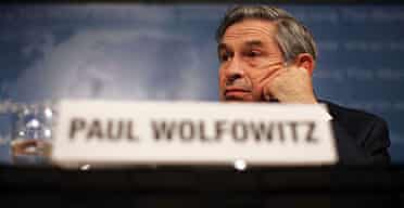 World Bank president Paul Wolfowitz holds a press conference in Washington.
