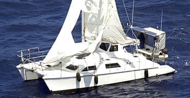 A police handout photo of the yacht found floating around off Australia's  Queensland coast with food on a table ready to eat and computers running, but no crew