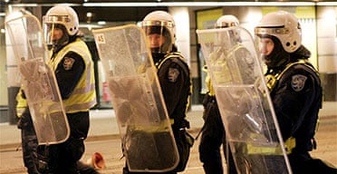 Police face hundreds of protesters in Tallinn, Estonia