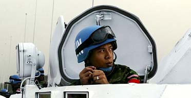 An Indonesian soldier prepares for a UN peacekeeping mission