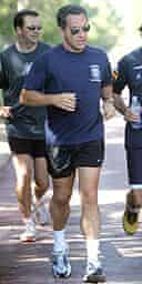 The French president, Nicolas Sarkozy jogs in Bormes-les-Mimosas, southern France