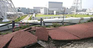Earthquake damage outside Japan's Kashiwazaki-Kariwa nuclear power plant, the largest facility of its kind in the world