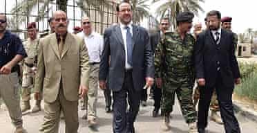 Iraq's prime minister, Nuri al-Maliki, on a visit to Diyala provinces government headquarters, in central Baquba.
