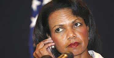 US secretary of state Condoleezza Rice at a press conference following her meeting with selected Arab foreign ministers in the Red Sea resort of Sharm el-Sheikh, Egypt.