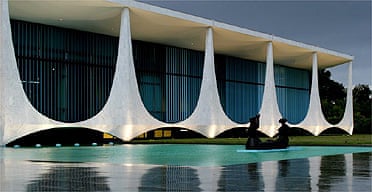 The Brazilian Palacio da Alvorada (Palace of the Dawn), which was designed by architect Oscar Niemeyer