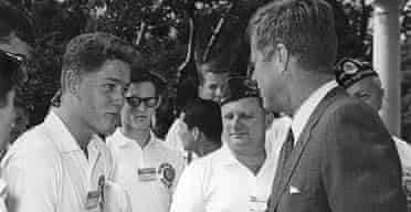 The future president Bill Clinton meets the then president, John F Kennedy, during a trip to the White House