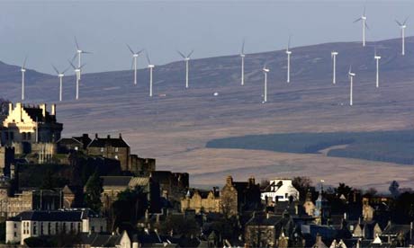 Wind farms in in Stirling, Scotland. Photograph: Jeff J Mitchell/Getty