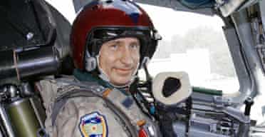 Vladimir Putin in a Russian bomber cockpit