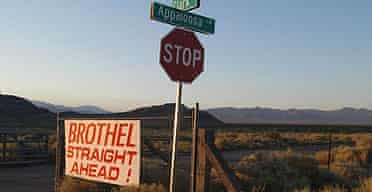 An advertisement for a brothel in the middle of the desert, about 70 miles north-west of Las Vegas