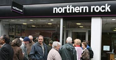 Northern Rock customers queuing