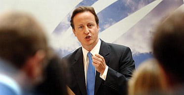 Conservative Party leader David Cameron during his speech on equal pay, at the offices of KPMG in the City of London