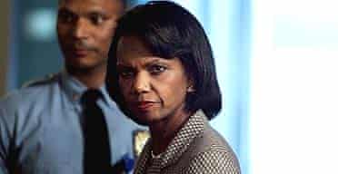 Condoleezza Rice leaves a meeting of the UN security council at the United Nations headquarters in New York.