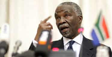 Thabo Mbeki faces the press in Pretoria