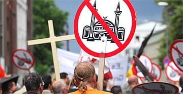 Protest against plans to build a mosque in Cologne, Germany