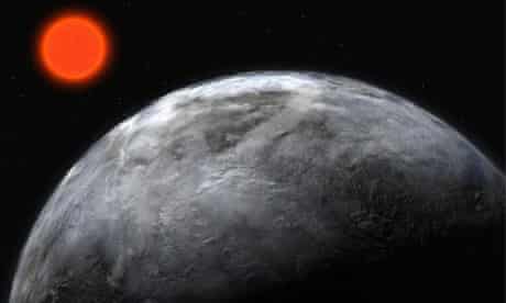An artist's impression showing a super earth around Gliese 581