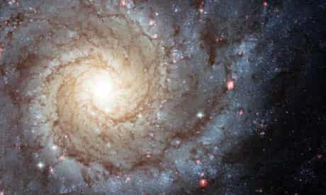 An image of distant spiral galaxy Messier 74 captured using the Hubble space telescope