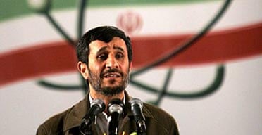 Iranian President Mahmoud Ahmadinejad speaks at a ceremony in Iran's nuclear enrichment facility in Natanz.